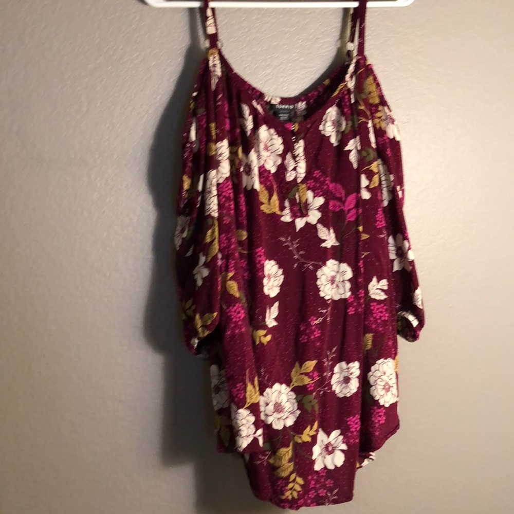 Torrid strapped, cold shoulder purple top